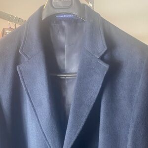 Vittorio St. Angelo Men's Dark Navy Wool Trench Coat